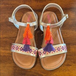 Gymboree Orange and Purple Tassel Flip Flops